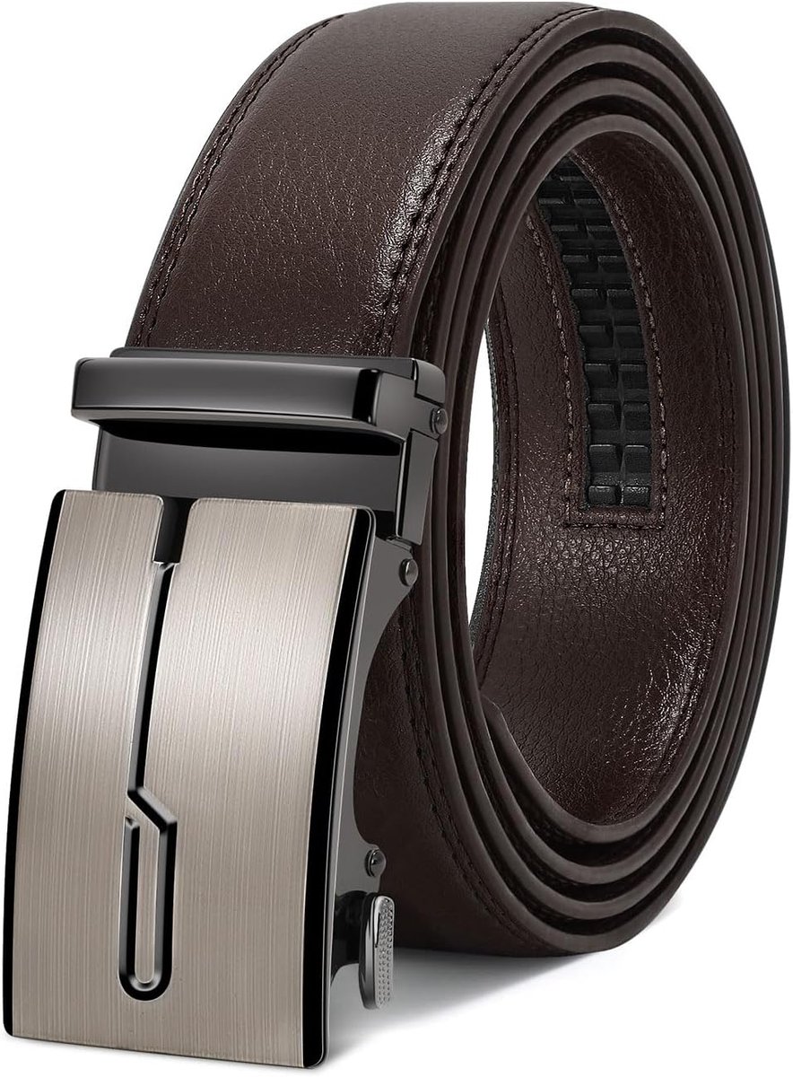 Herenriem, verstelbare leren ratelriem, 3,5 cm pasvorm, heren, automatische gesp, riem voor pak, jeans