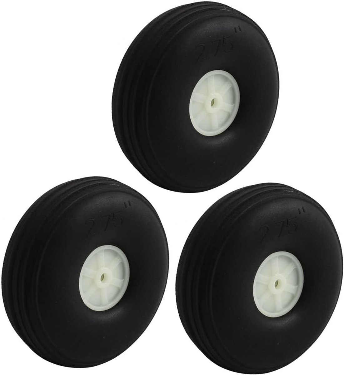 Sourcing map 3 stks RC Vliegtuig Montage Onderdelen Super Licht PU Band Wiel 70mm 2.75 inch