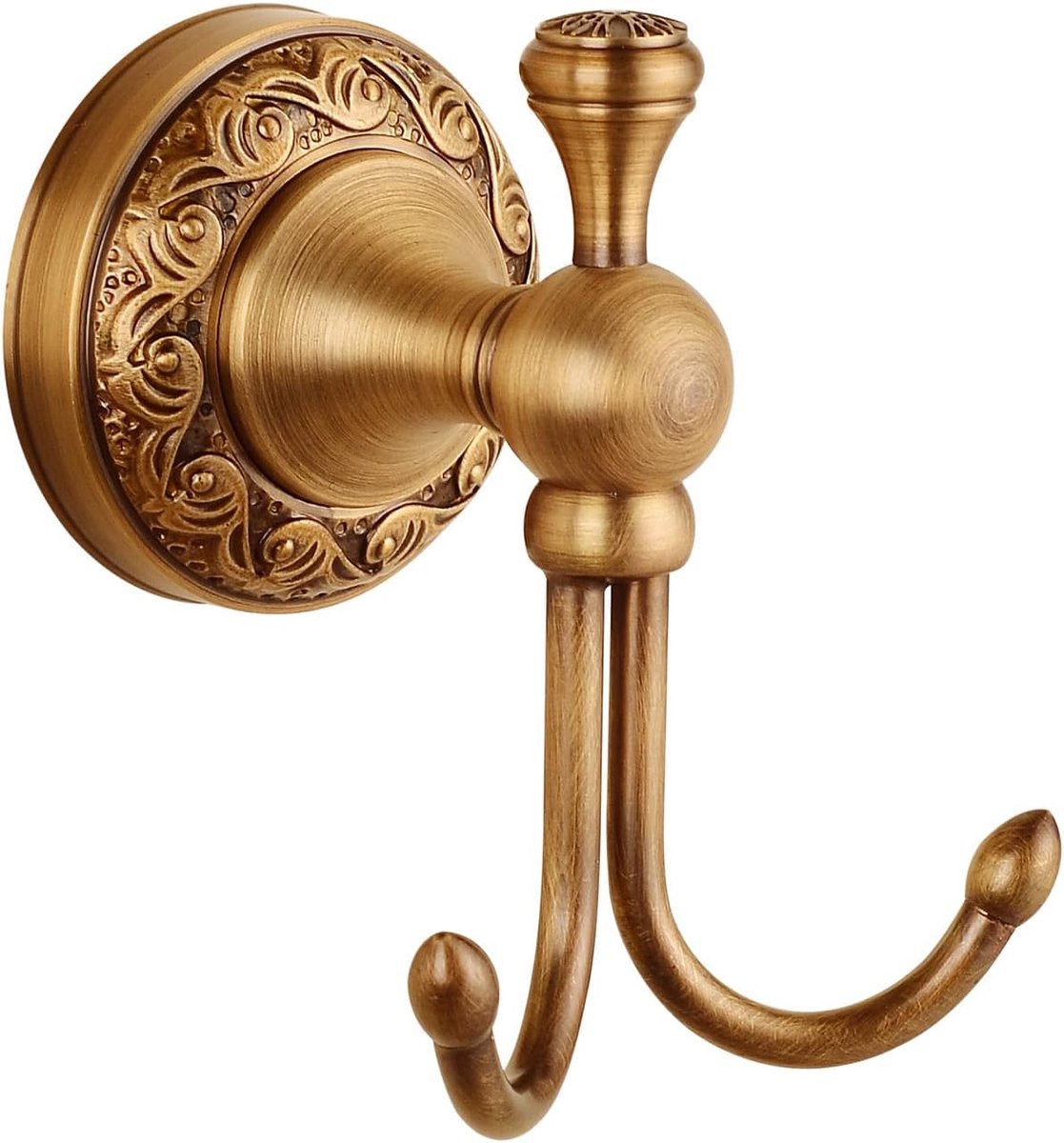 Badjashaak, handdoek hanger antiek messing patroon snijwerk, geborsteld brons