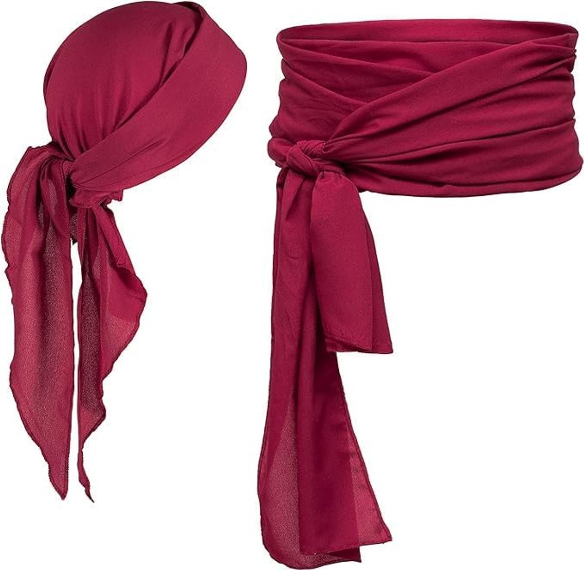 Piratenkapitein-kostuum, piratenkostuum voor heren en dames, bandana en riem, piratenaccessoires voor carnavalsfeestjes