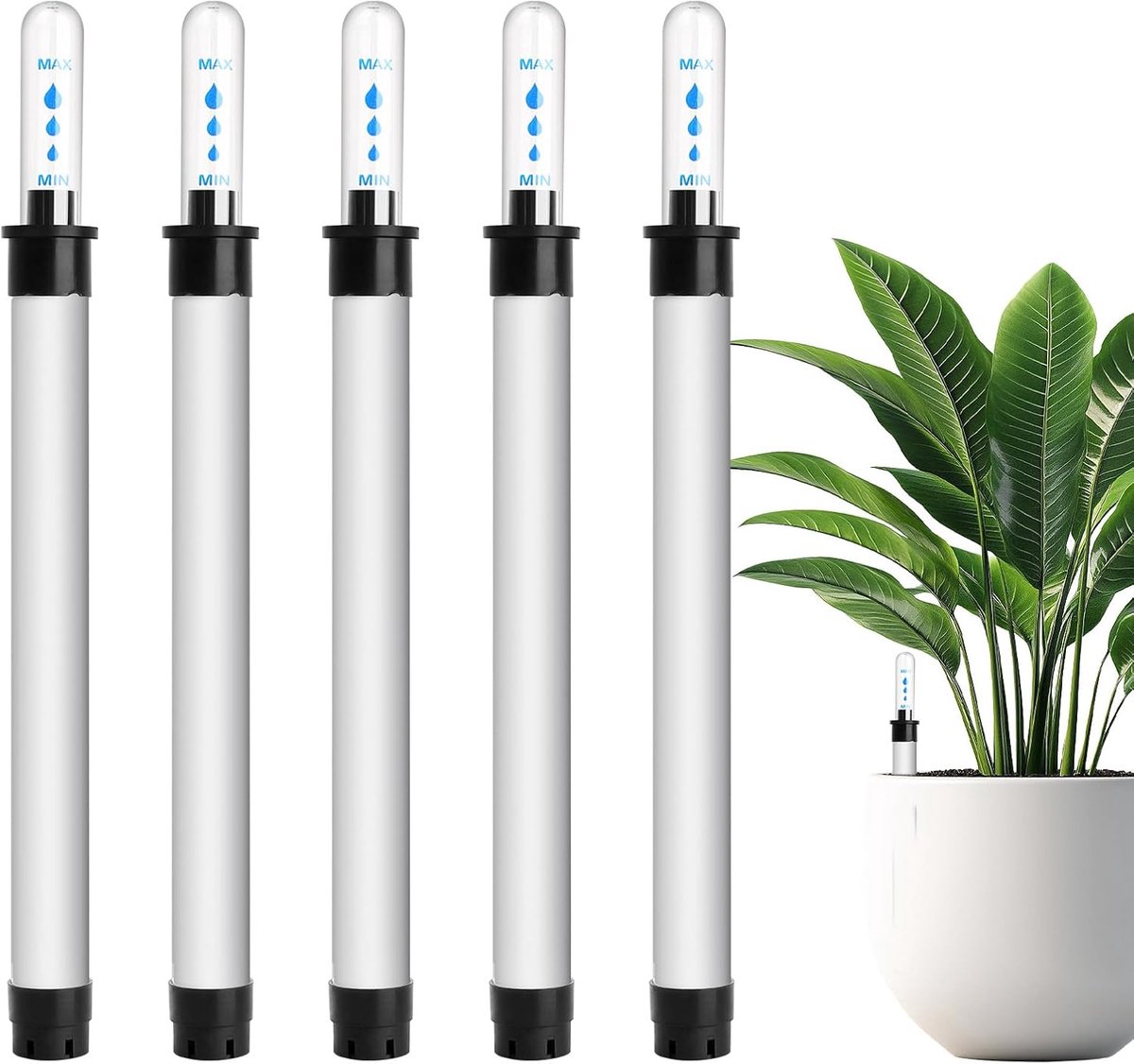 5 waterniveau-indicatoren voor planten, 20 cm, bewateringsindicatoren voor kamerplanten | Waterniveau-indicatoren voor hydrocultuur, vochtmeters voor bloembakken, potplanten, tuin