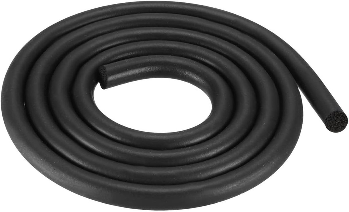 Sourcing map Rubberschuim, weerbestendig, diameter 7 mm, diameter x 2 m, lang, rond, EPDM-rubber, uitschalen voor doe-het-zelf afdichting, lagerpads, schuimslangen, handwerk, thuisafdichting