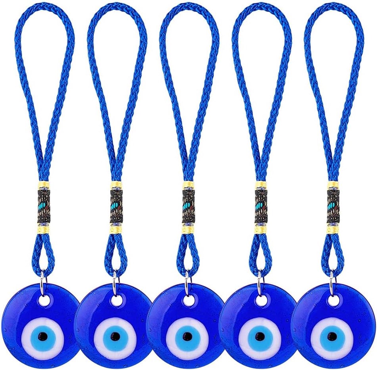 5 stuks autodecoratie om op te hangen in de vorm van een blauw oog tegen het boze oog geluksbrenger Grieks Turks amulet autoaccessoire hanger bescherming van de