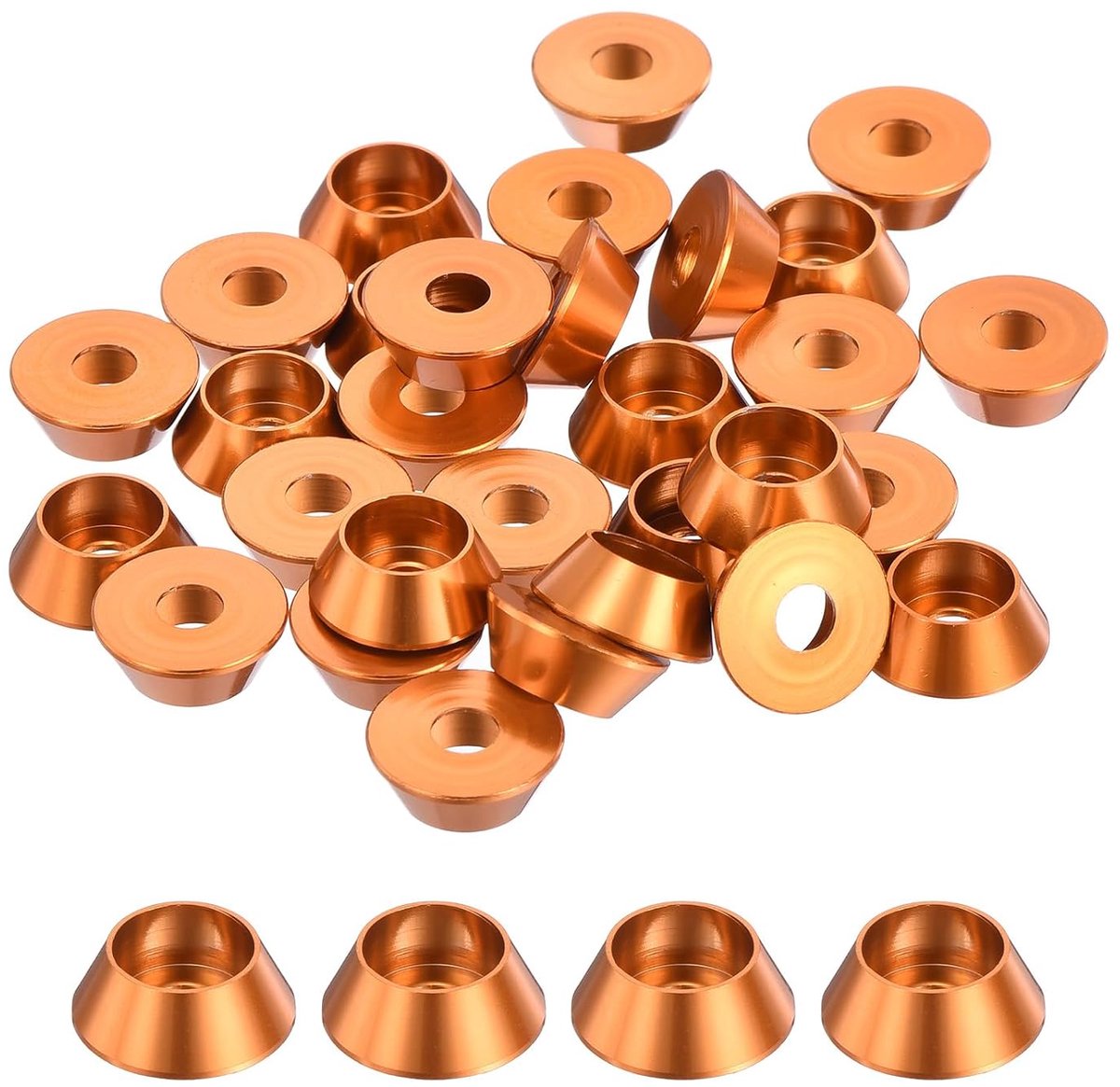 M4 kegelschijven, Afdichtingen van geanodiseerd aluminium, cilinderkopafdichting voor RC/FPV/PC/drones/mechanische accessoires, verpakking van 30 (oranje)