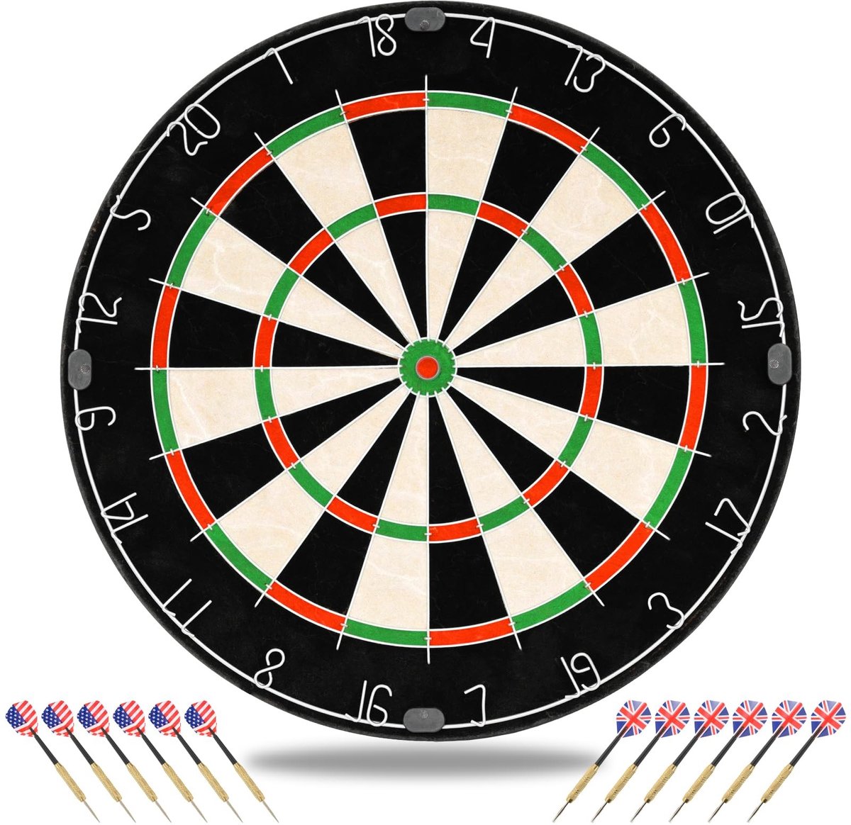 SolidKeus - Professionele Jute Dartbord Set met 12 Stalen Darts en Roterende Nummer Ring