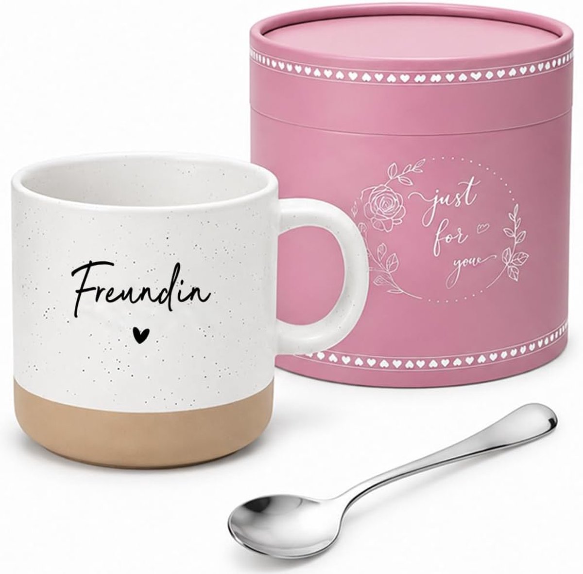 Vriendin mok, bedankgeschenk voor de borstvriendin | Koffiemok met lepel en geschenkdoos, 360 ml, vriendinnen, verjaardagscadeau, kerstcadeau, vriendschapscadeau