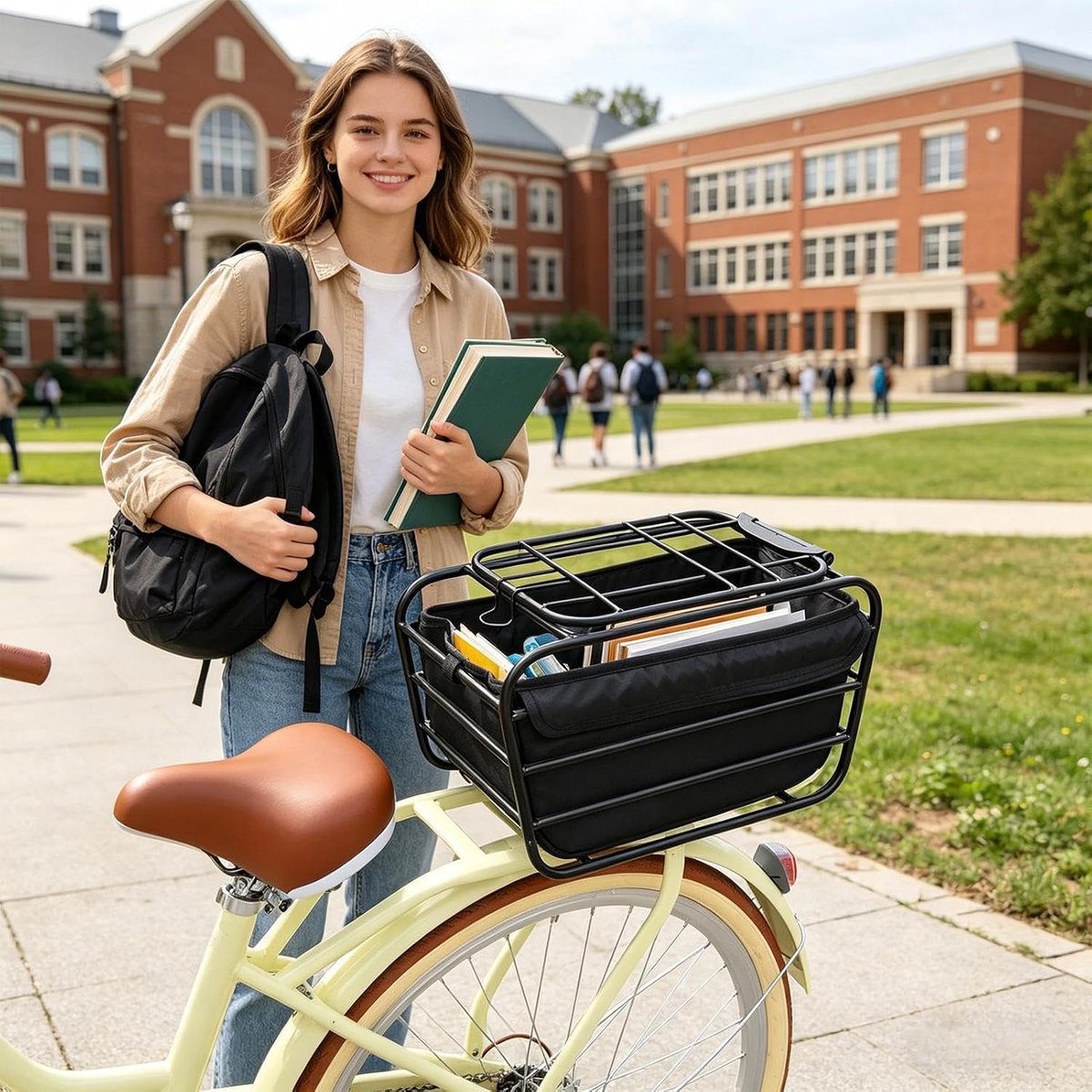Fietsmand Organizer - Huisdierdrager Fiets - Veilig Vervoeren - Afsluitbaar Deksel - 30 x 23 x 21.5 cm - Zwart