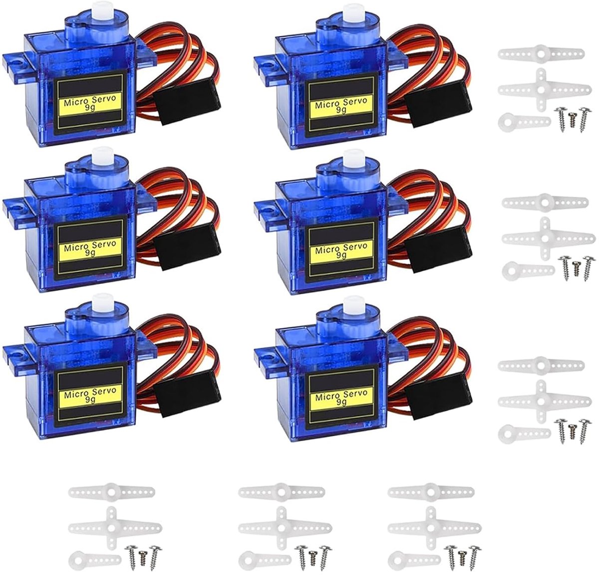 9G Micro-motor voor RC-robot/lopen helikopter, boot, vliegtuig, helikopter, auto, voertuigmodellen, besturing met kabel, compatibel, mini-modelbouw voor Arduino (6 stuks)