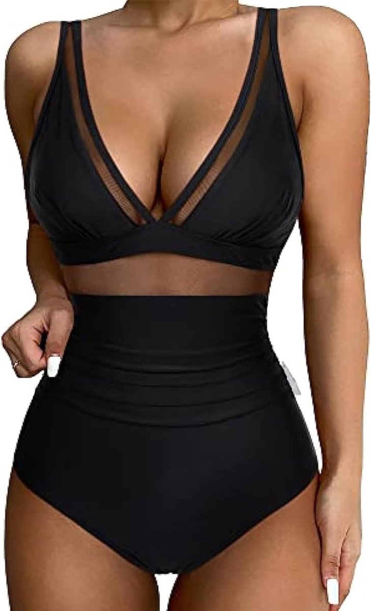 Badpakken Push Up Eendelige Badmode Met Cups Mesh Monokini Swimsuits