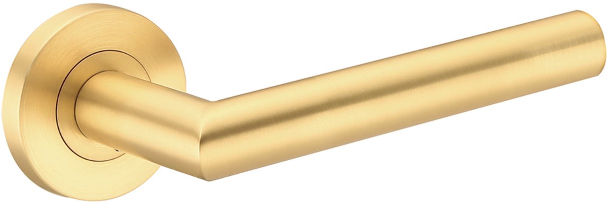 Deurkruk (2x) Luna rond 20mm haaks met een schroefrozet mat goud PVD gecoat | Ronde deurklinken