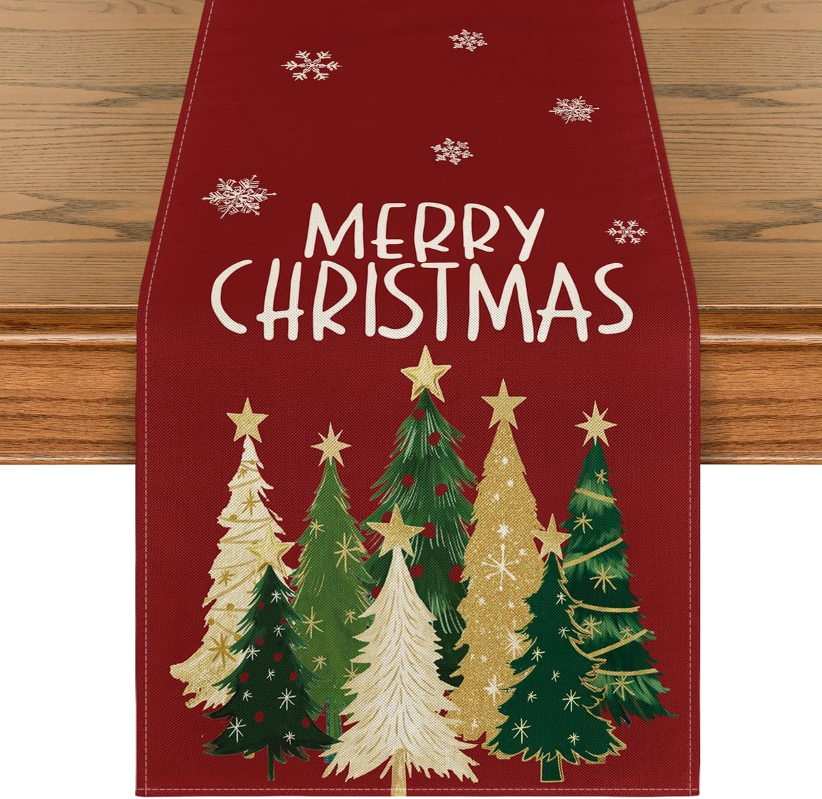 Mode Rode Bomen Sterren Vrolijk Kerstmis Kerstmis Tafelloper, Winter Keuken Tafel Decoratie Vakantie Feest Decor 40x300 cm