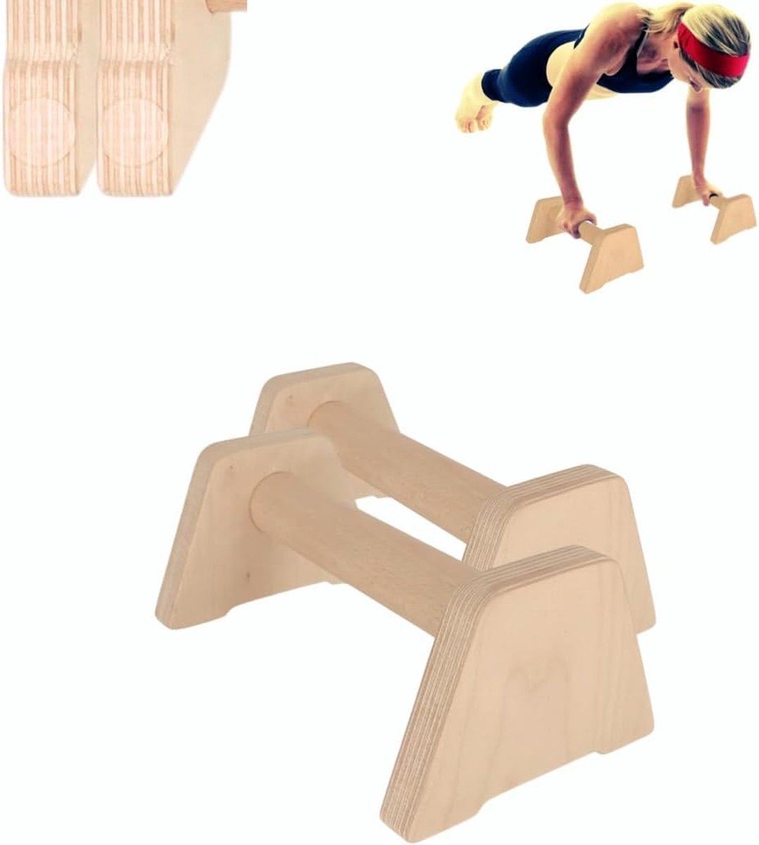 Handgrepen – ergonomische houten push-upgrepen voor calisthenics, krachttraining en yoga, stabiel en antislip, ontziet de gewrichten – set van 2