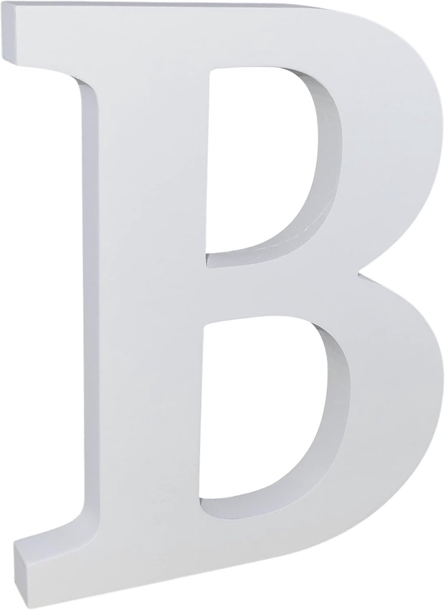 - C55210 - letter "B" van decoratief alfabet 165x200x18 mm van hout MDF - creatieve vrije tijd wanddecoratie ceremonie bruiloft verjaardag feest - kleur wit