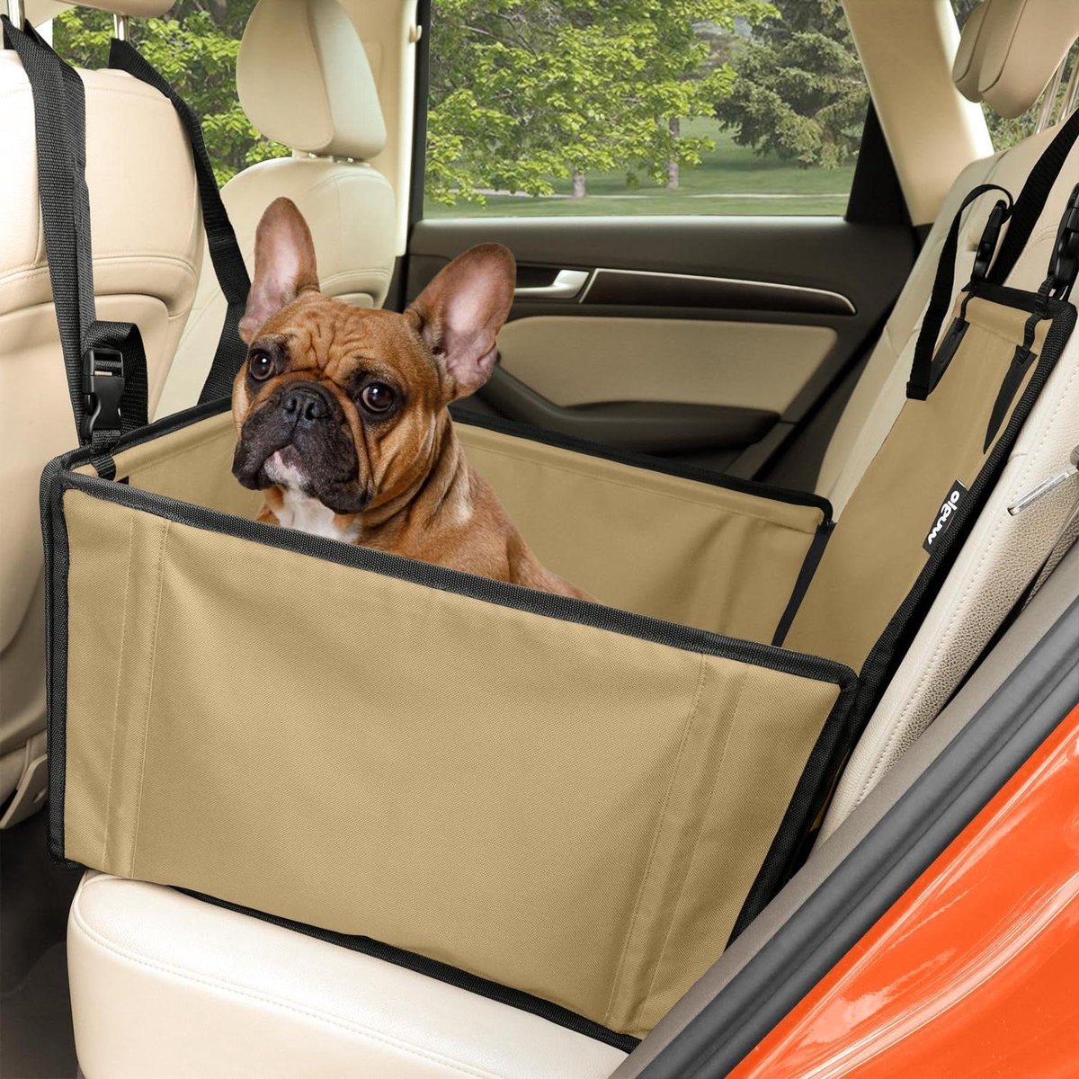 Honden autostoel - Reisstoel hond - Veilig reizen - Extra stabiele wanden - 48 x 45 x 28 cm - Beige