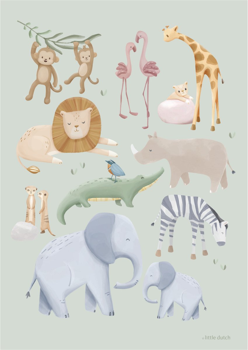 Little Dutch Safari Friends Poster - A3 — cadeau in Wonen & Interieur - foto 3