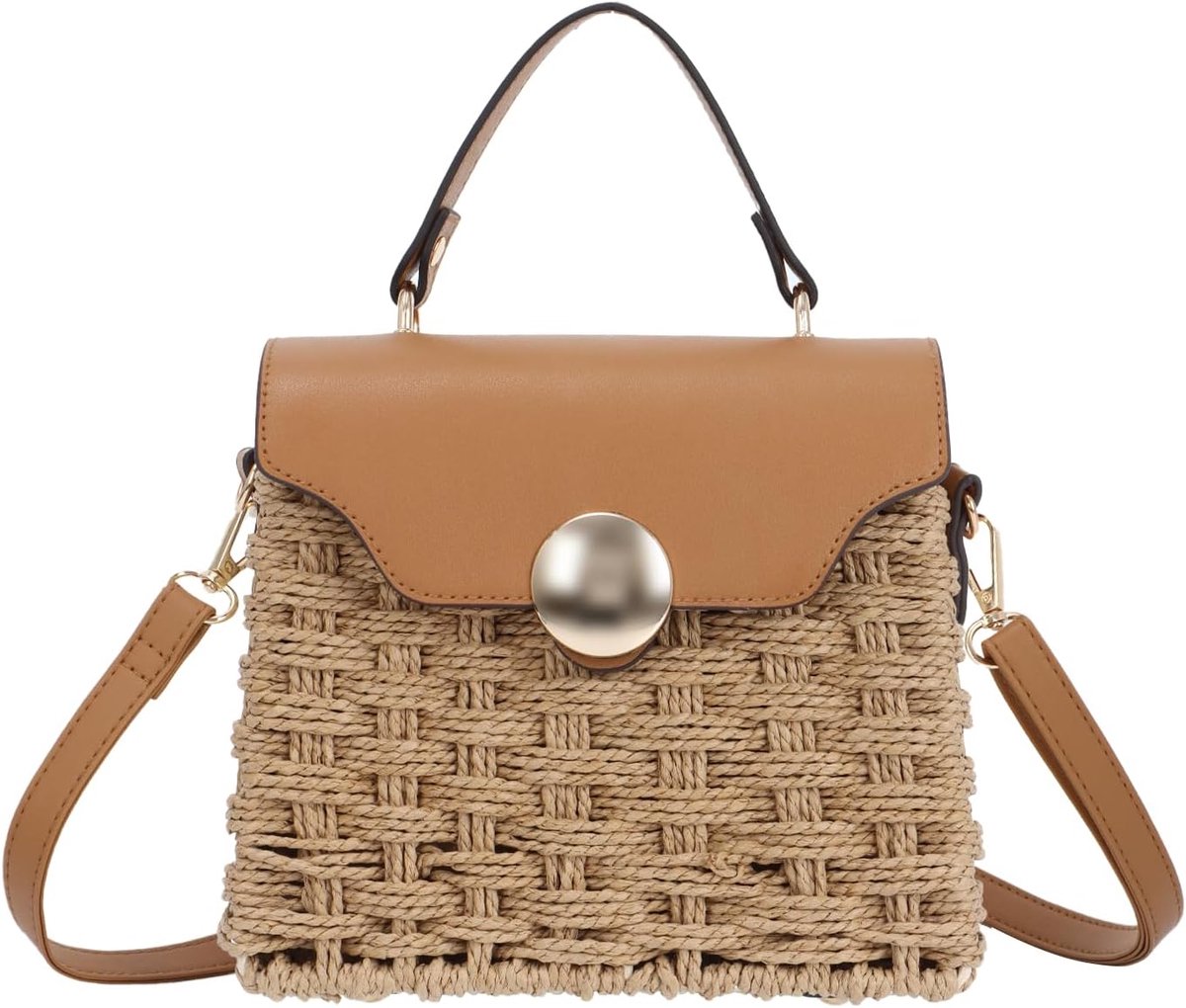 Strandtas voor vrouwen, zomer handgeweven tassen portemonnee, top handvat stro handtas clutch