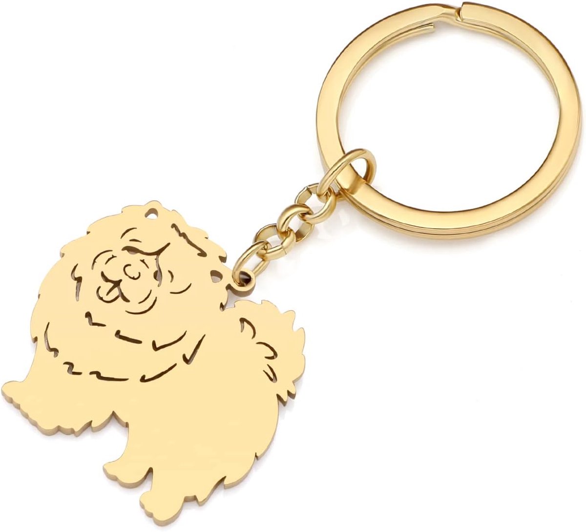Hond Sleutelhanger Portemonnee Autosleutel Sleutelhanger Sieraden Huisdieren Hond Liefhebbers Geschenken voor Vrouwen Meisjes Hond Sleutelhanger, Vergulde Chow Chow sleutelhanger, M
