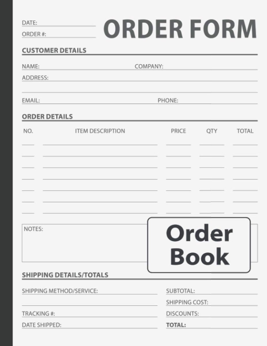 Book: For Small Business, Customer Order Tracker