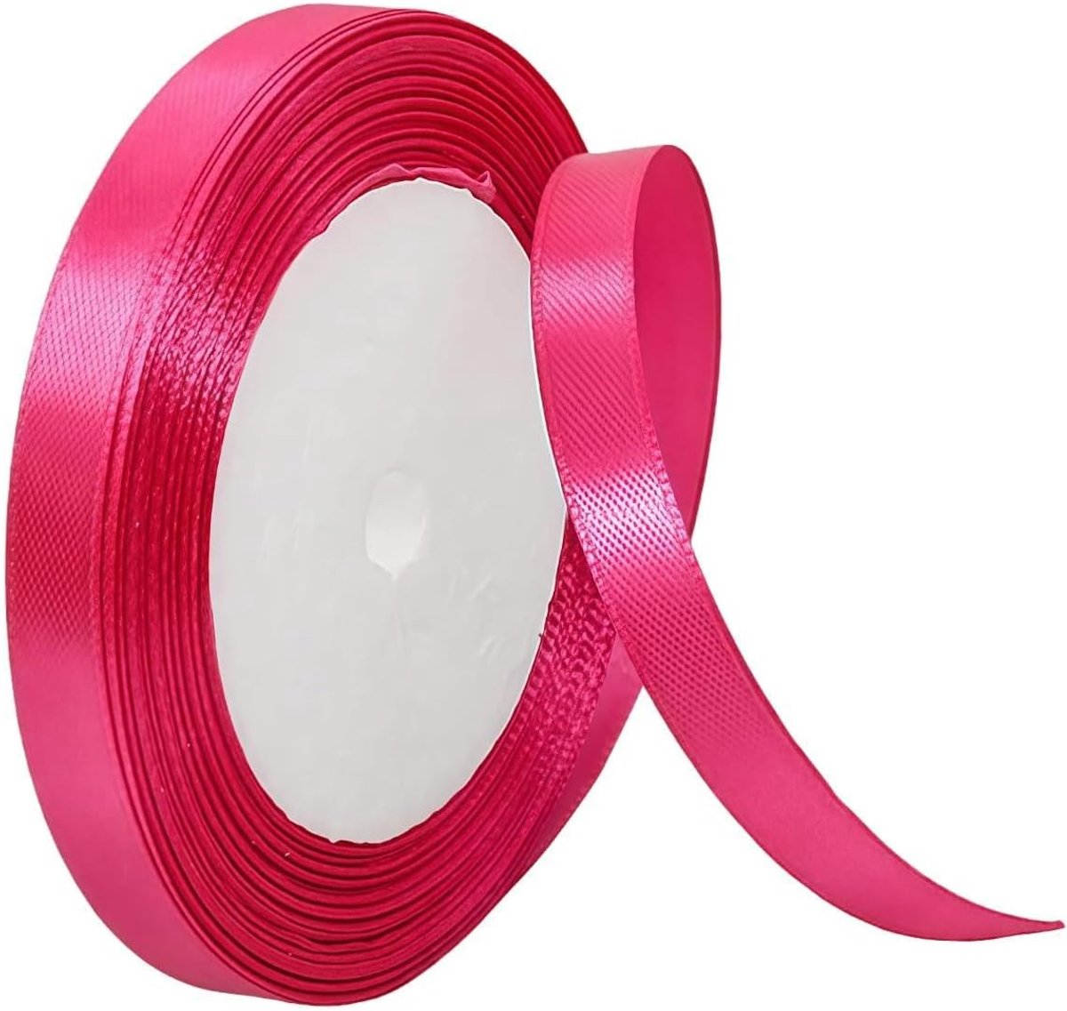 Lint 10 mm voor geschenkverpakking, 22 m, felroze satijnen lint 10 mm dik voor het maken van taart, haarstrik, polyester lint kerstdecoratie, bruiloft auto decoratie