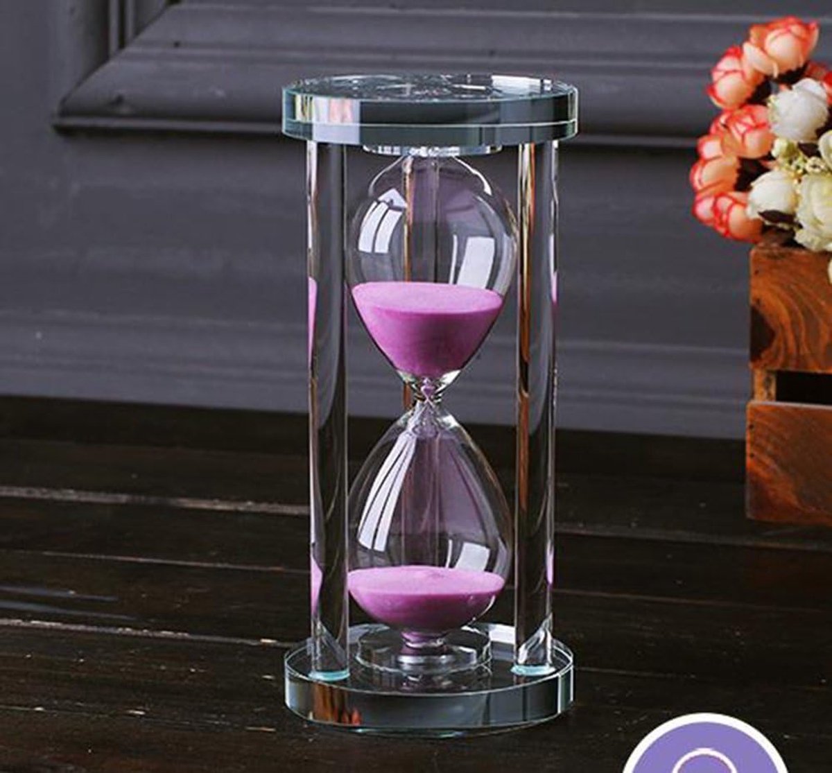 Transparante Kristallen Timer Glas Zand Klok Horloge Ambachtelijke Glazen Decoratie Voor Keuken Kantoor Home Creatieve Decor Gift (60 minuten, Roze)