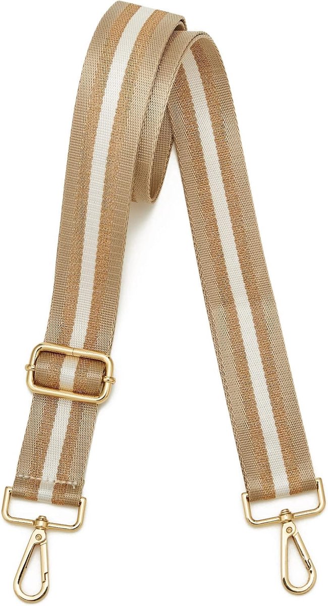 Schouderriem voor dames, goudkleurige, in lengte verstelbare, brede schouderriem, voor handtassen, 3,8 cm breed, 73-125 cm, voor handtassen (3,5 cm, licht koffiegoud)