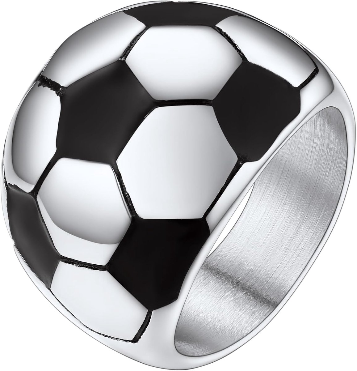 Voetbalring voor mannen, kan graveren, roestvrij staal/verguld-verzend-geschenkdoos