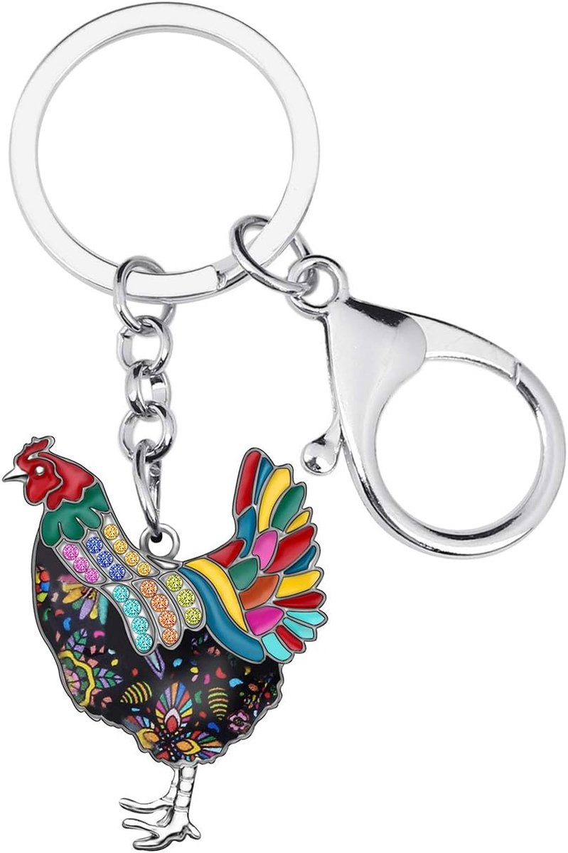 Emaille Legering Kip Kip Sleutelhanger Sleutelhangers Voor Vrouwen Meisjes Leuke Kip Gift, Meerkleurig, M