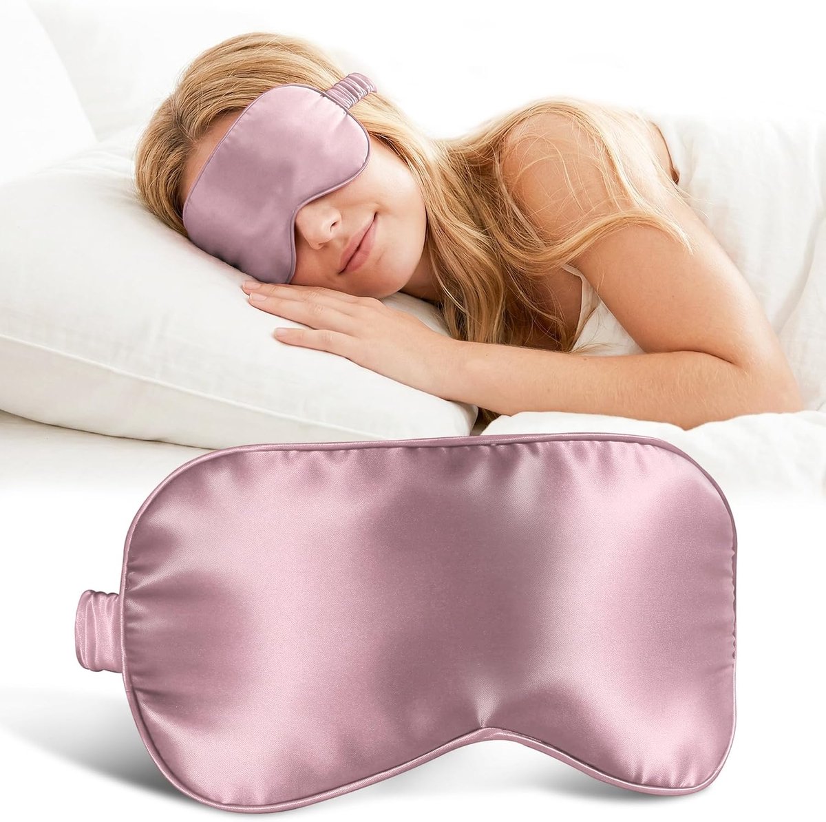 100% moerbeizijde slaapmasker drukvrij oogbedekking zachte lichtblokkerende blinddoek voor reisdutje (massief mauve), één maat