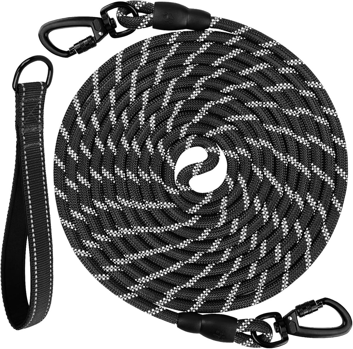 Hondenriem 5 meter - Zwart - 15 ft - Nylon Trainingslijn met Gewatteerde Handgreep - Voor Honden Training en Buitenactiviteiten
