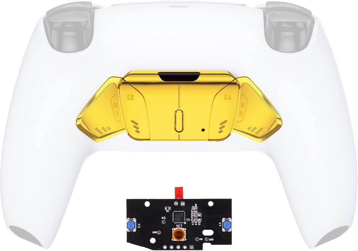EXtremeRate Terug Knoppen&Remap PCB Bord voor ps5 Controller Remap Kit | met Knoppen K1 K2 K3 K4,Verander Rise in RISE4 Kit(Zonder Controller&Cover&Remap Kabels),Chroom Goud