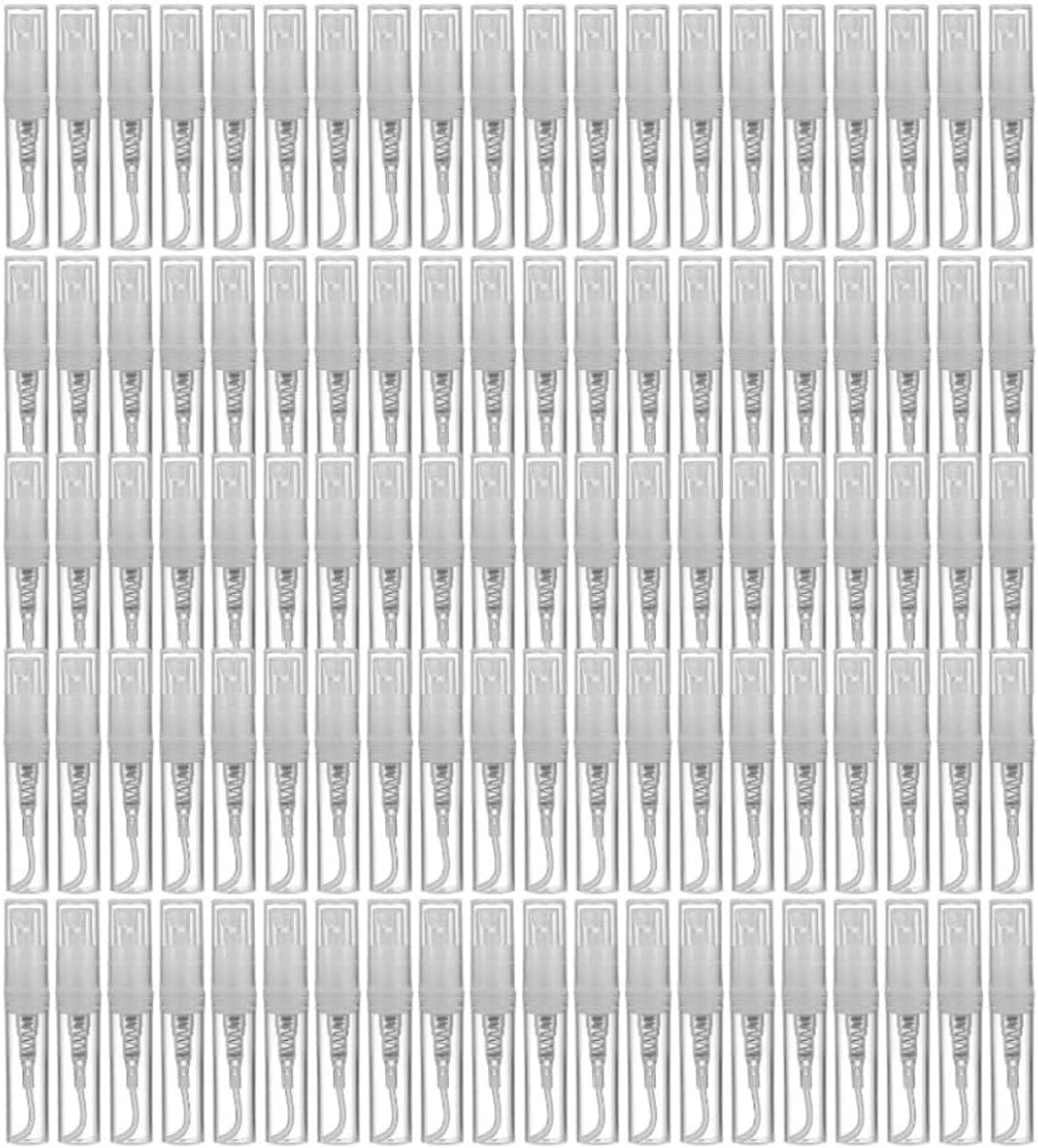 100 stuks, 5 ml, transparant, kleine verpakking voor cosmetica, verstuiver, parfumflessen, verstuiver, containers voor vloeistoffen