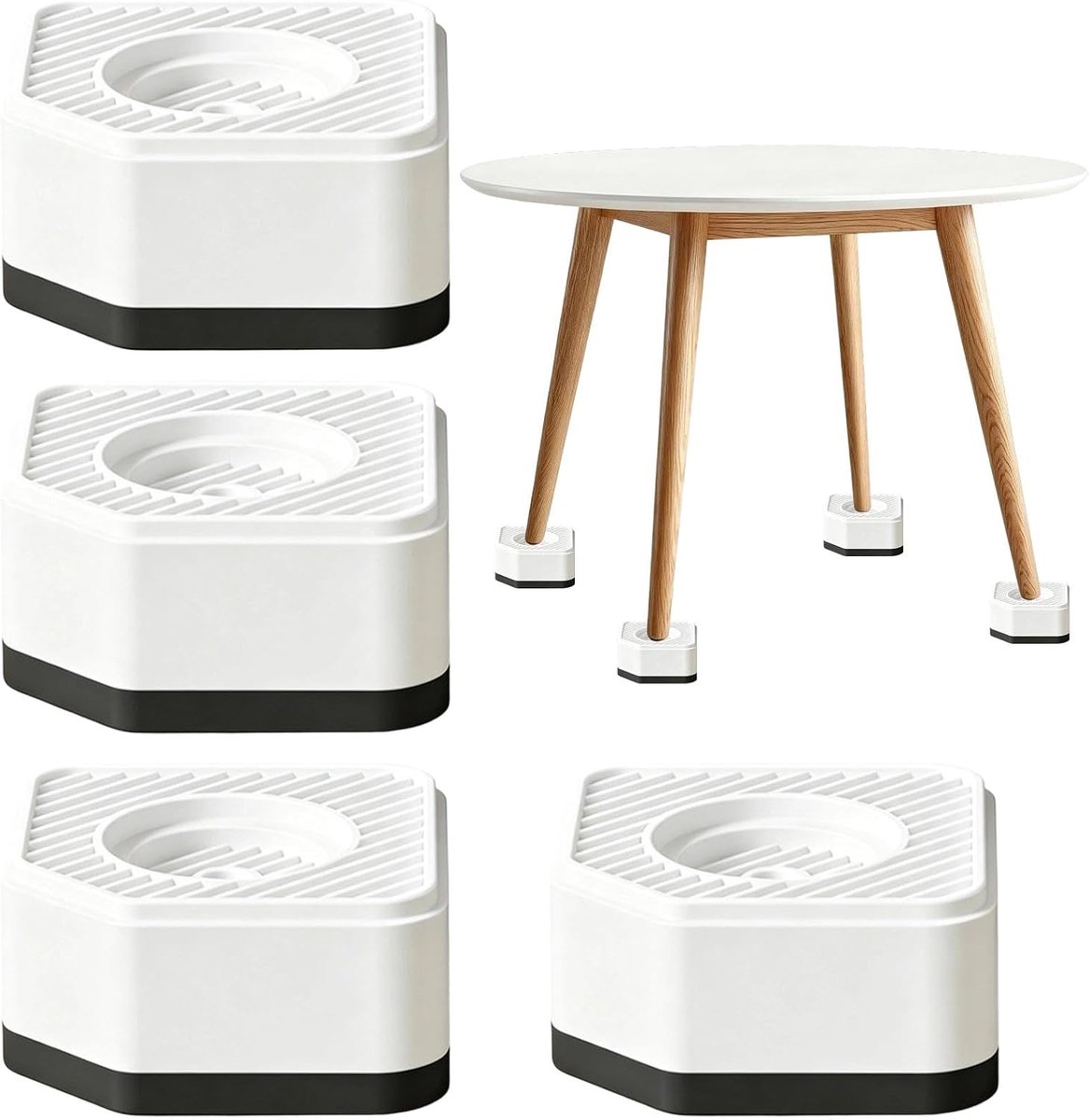 4 stuks wasmachinevoetjes, antislip, trillingsdempers, stapelbare wasmachine, slipstop voor de wasmachine, stabiel en duurzaam, voor wasmachines of drogers (wit)