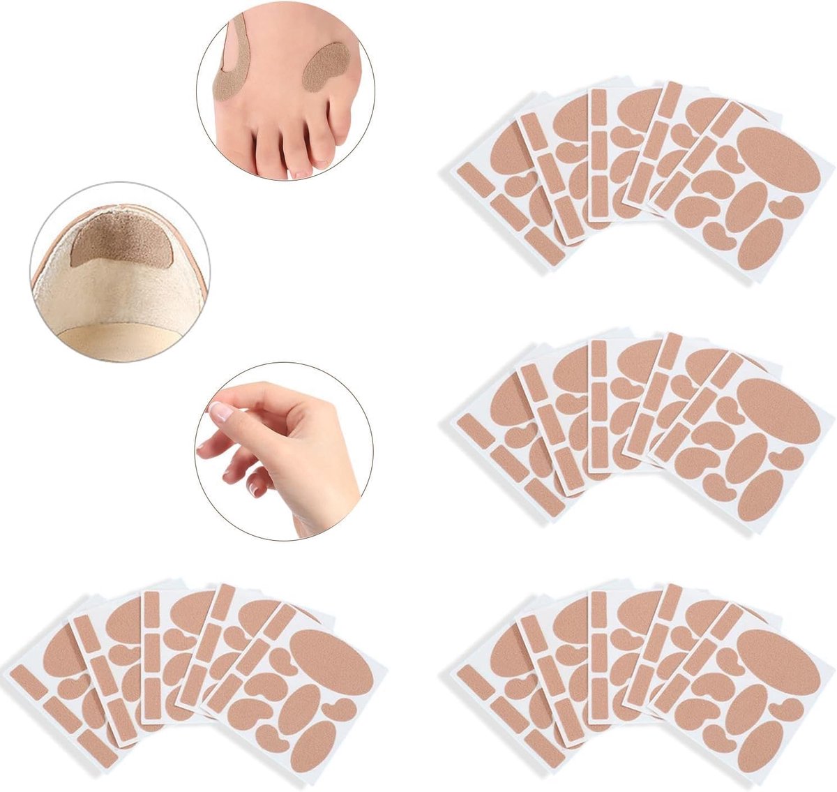 220 Stuks Voet Flanel Zelfklevende Badstickers Anti-Bubbel Pads Slijtvaste Hielkussens Stoffen Pads Blister Wrattenstickers Diepe Bescherming Lopen Reizen