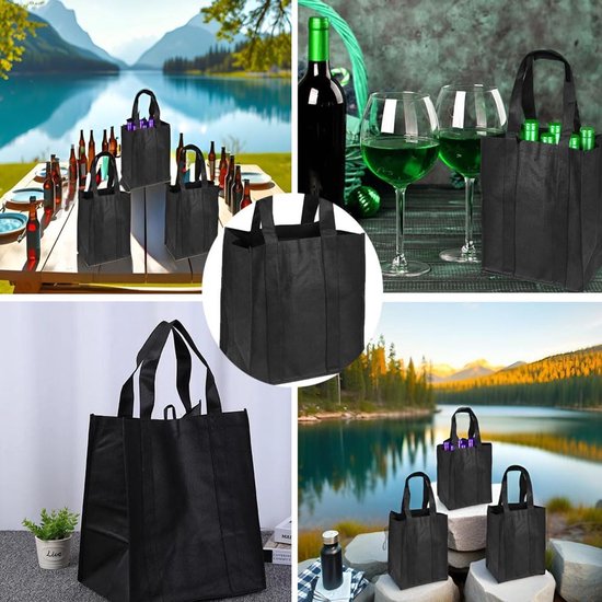 Handtas voor heren, 3 stuks, flessentas, 6 flessen, flessenmand, vilten tas met vakken, voor bierflessen, wijnflessen, waterflessen — afbeelding 2