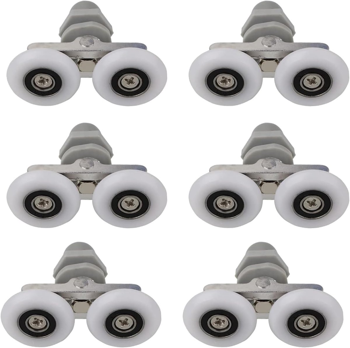 6 rollen voor douchecabines 25 mm, 25 mm rollen voor schuifdeur, voor glas 4-6 mm, glasgat 10-14 mm, doucherolen, gladde rollen voor douchecabindeuren