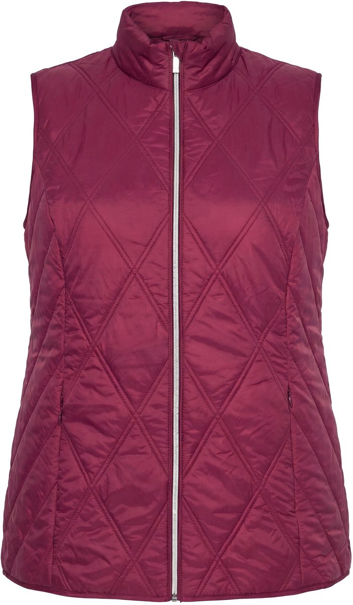 Ulla Popken - Dames - HYPRAR bodywarmer waterafstotend opstaande kraag mouwloos - Wijnrood - Maat 62+