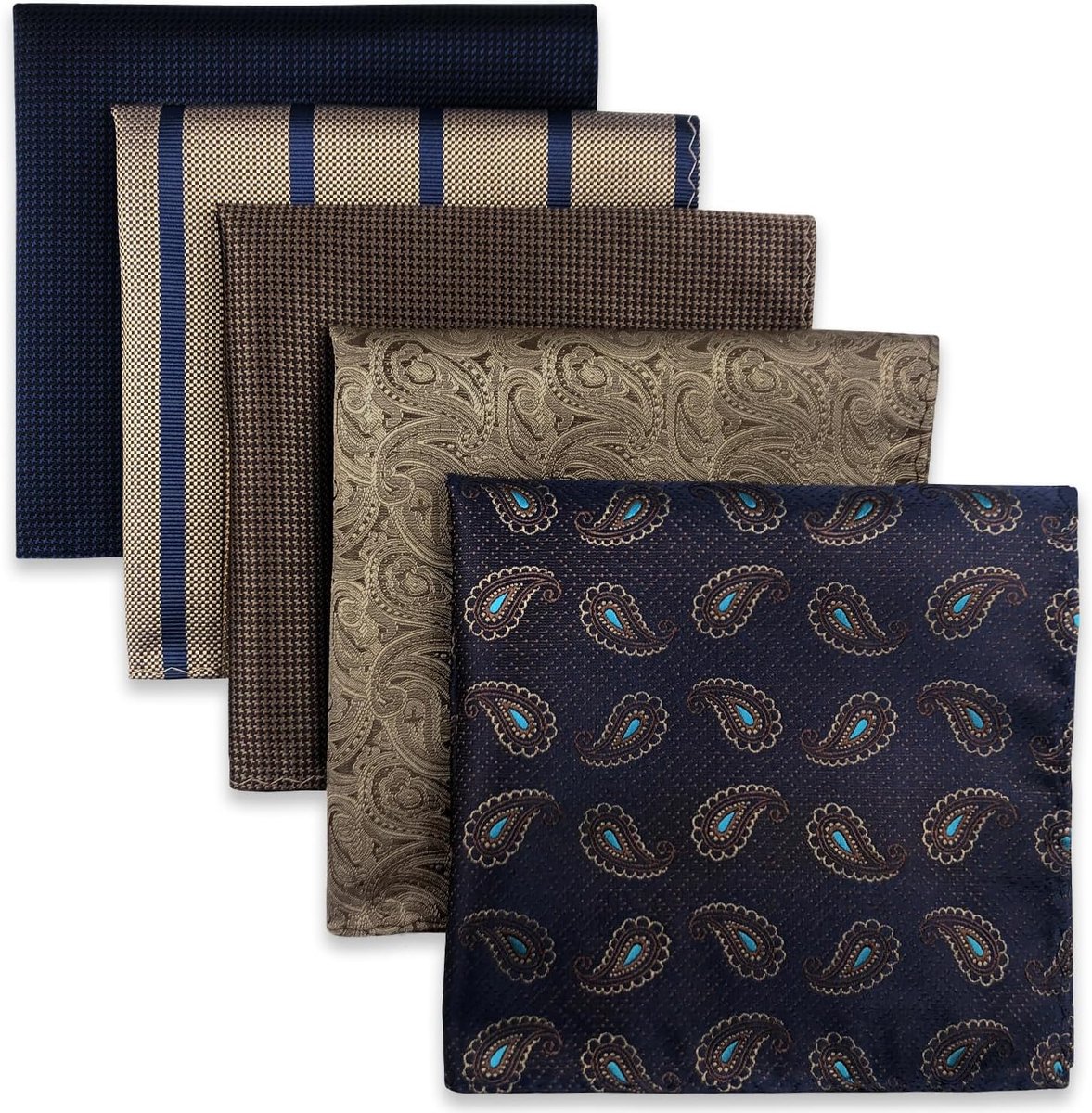 SHLAX&WING 5 stuks geassorteerde heren pochet zakdoeken set Pochetten voor heren