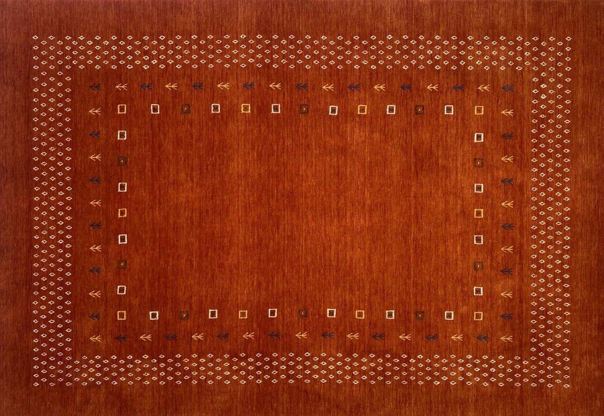 Tapijt 100% wol 200x300 cm handgeweven oranje Oosterse tapijt ac4