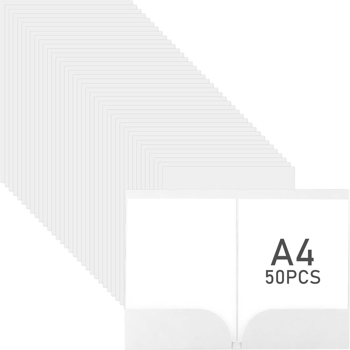 Set van 50 A4 presentatiemappen in wit, elegante documentenmap met visitekaartsleuf, ideaal voor business, sollicitaties en seminars