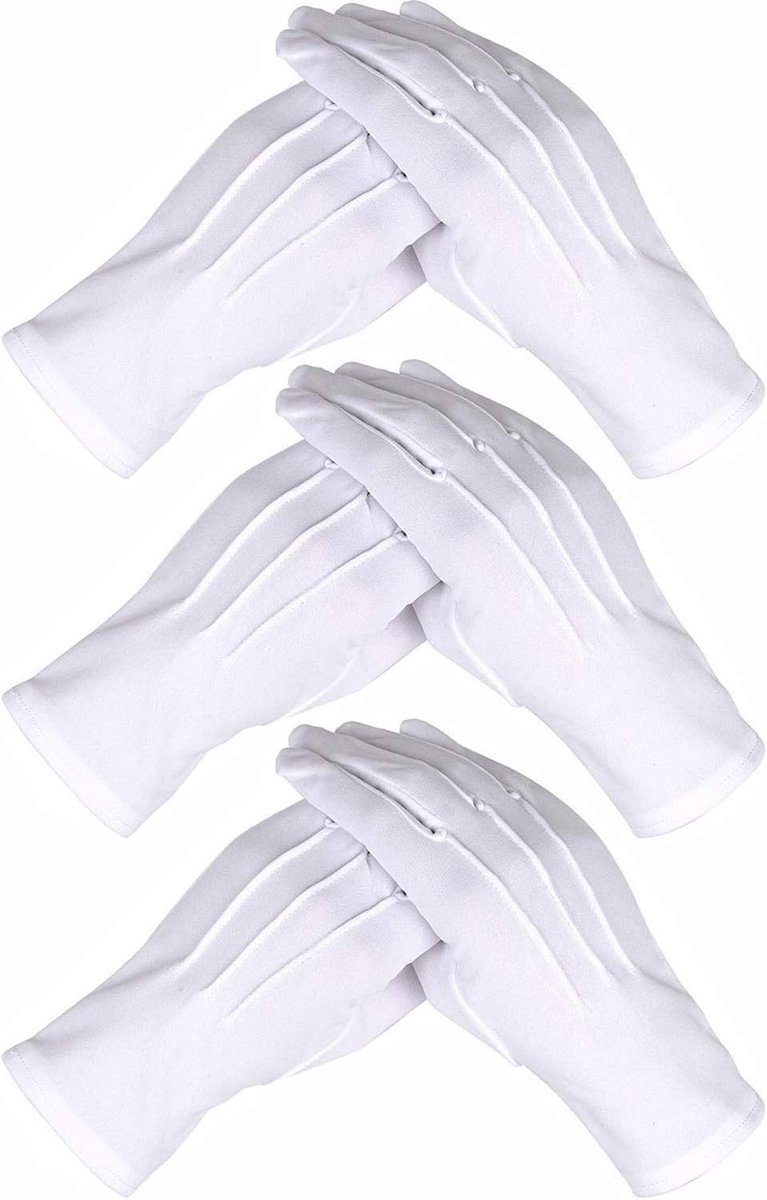 Katoenen Beschermhandschoenen - 3 Paar Cosmetische Vochtige Handschoenen voor Juweleninspectie, Avondkleding en Ceremonies
