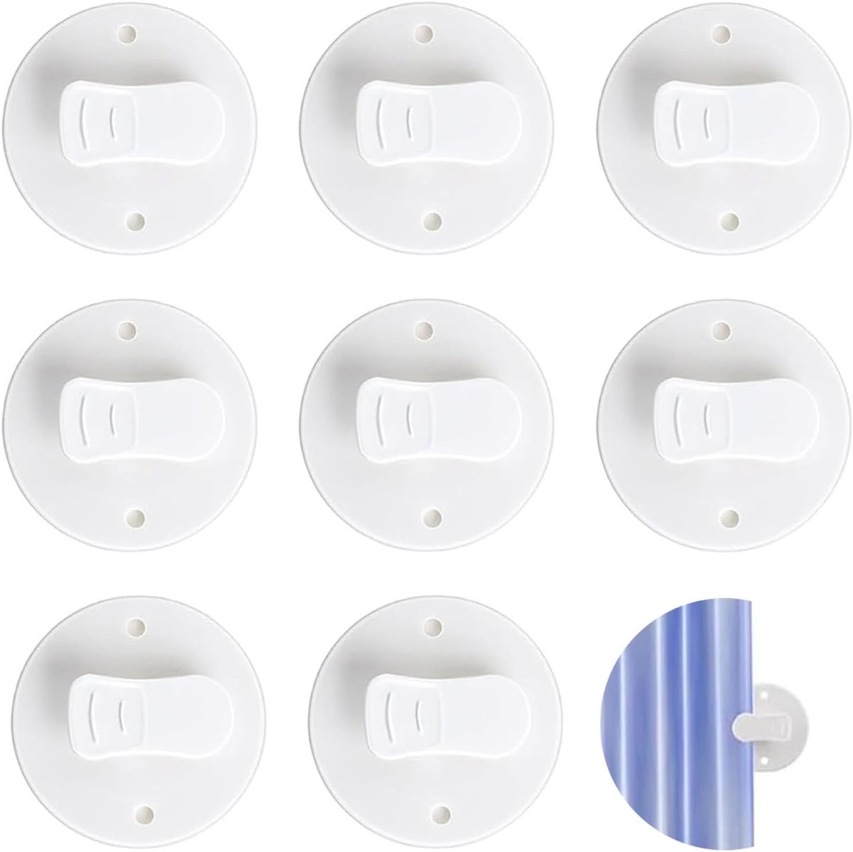 Douchegordijn Clips - Spatbescherm Clips - Douche Waterdicht - Zelfklevend Snel - 8 Stuks - Wit