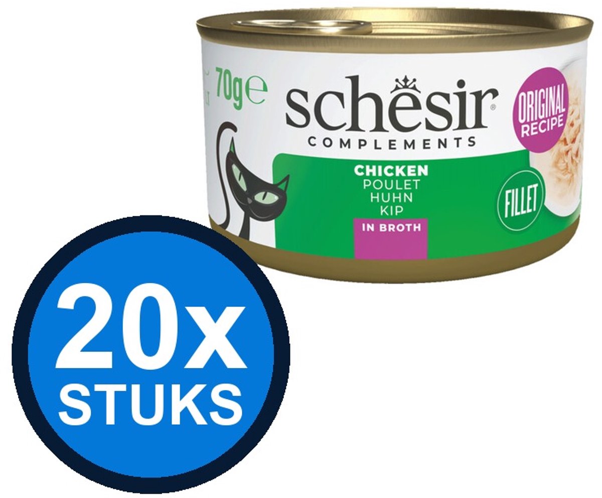 Schesir Schesir kat blik bouillon kipfilet Multipack 6x50gr
