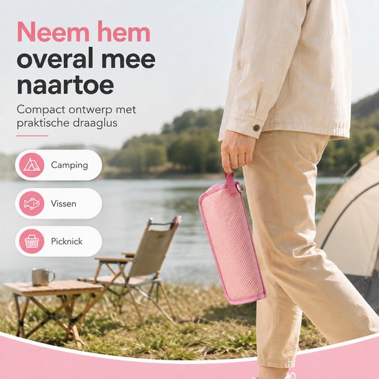 Opvouwbare Kruk - Campingkruk tot 160 kg - Lichtgewicht 0,5 kg - Compacte Klapkruk met Draaglus - Viskruk voor Kamperen, Vissen, Picknick & Festival - Roze — afbeelding 5