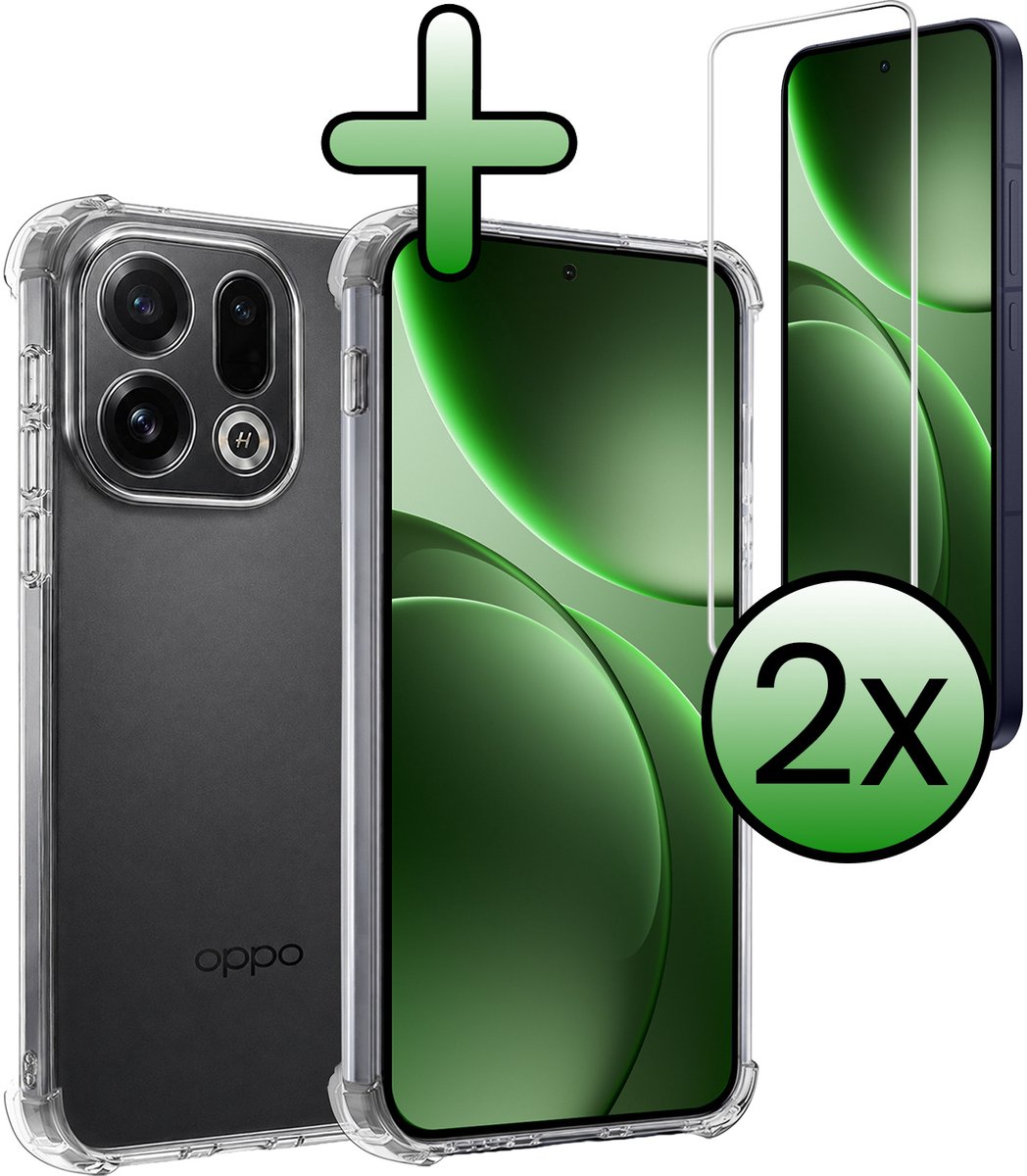 Hoesje Met Screenprotector - 2 Stuks - Geschikt voor OPPO Find X9 - Sterk & Shockproof - Siliconen Case - Back Cover - Telefoon Hoes - Shock Proof - Transparant