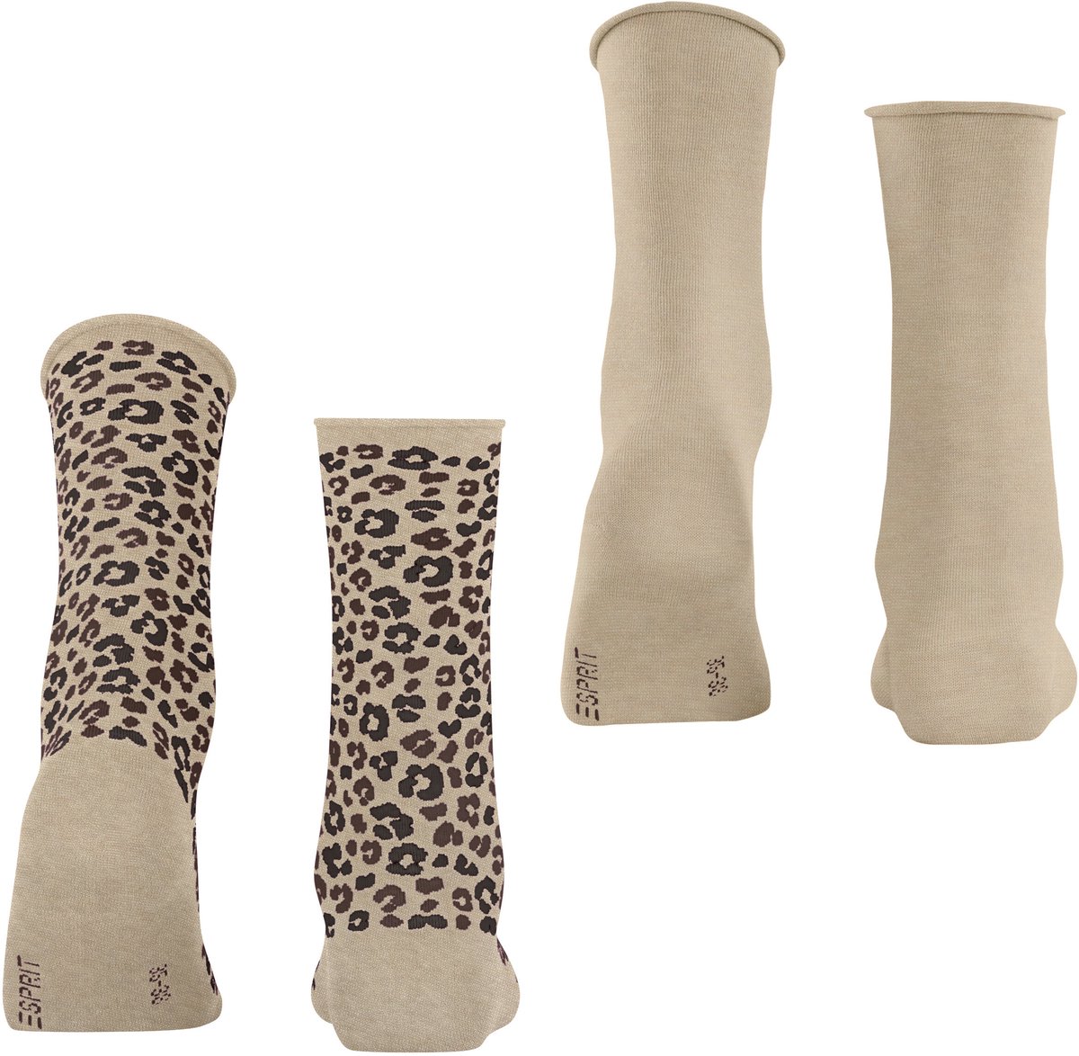 Esprit Flower Bloom 2 Pack gedessineerd katoen multipack sokken dames beige - maat 35-38