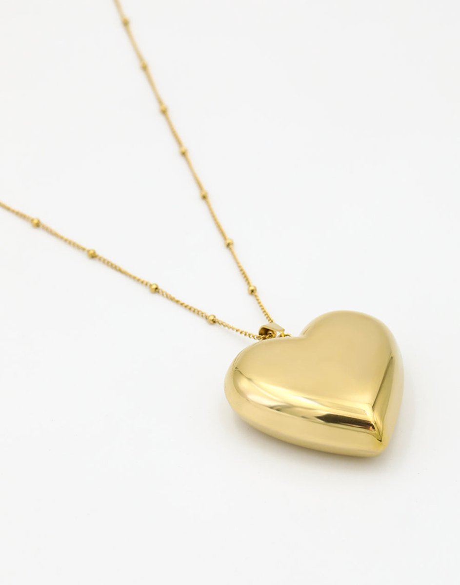 Lange Ketting Groot Hart - 80cm + 5cm verlengstuk - Stainless Steel - Glow Adora