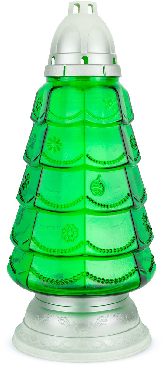 Grote Glazen Kerstboom Znicz 37 cm Groen met Brandstof