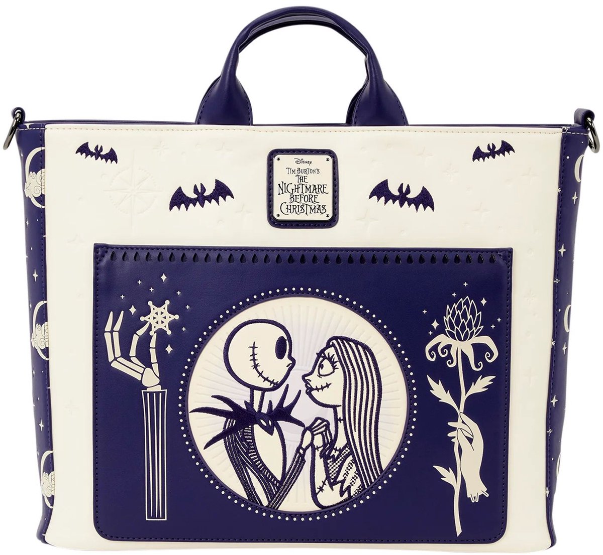 Disney Loungefly Convertible Tote Bag The Nightmare Before Christmas Jack Skellington & Sally Night Sky