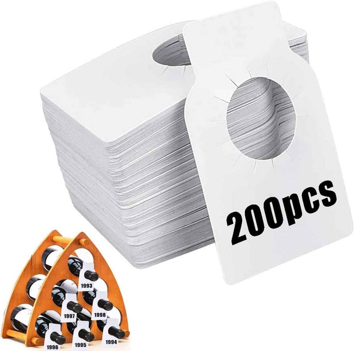 200 Stuks Wijnfles Neklabels,wijnkelderetiketten,Wijnfles Tags,Fles Label Etiketten,voor Wijnrekken, wijnflessen,dranken, 57 mm * 89 mm(Wit)