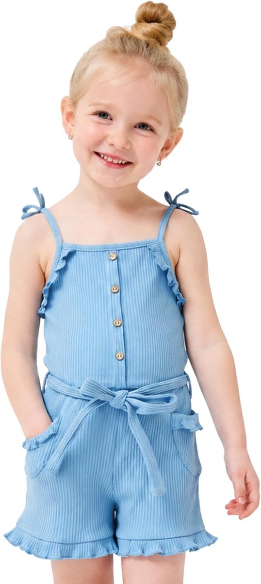 Zomeroutfit voor baby's, meisjes, mouwloos, romper, kinderen, jumpsuits, gebreide casual babykledingset met ruches